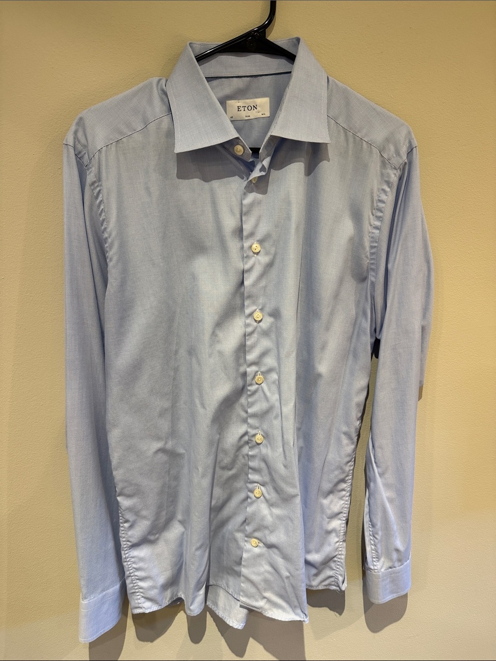 Eton Men's Light Blue Cotton Dress Shirt - Spread Collar